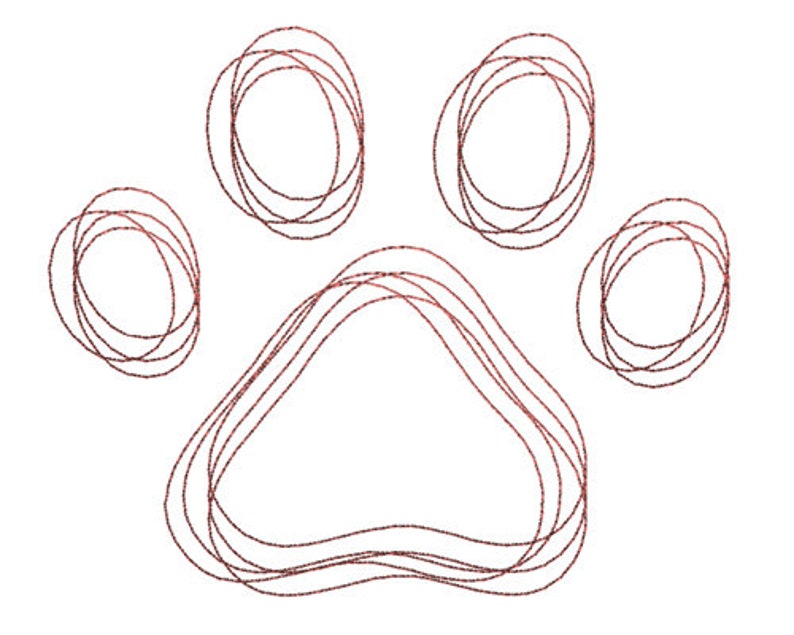 Dog paw scribble stitch jessecmault design7 sizes sb1350  etsy