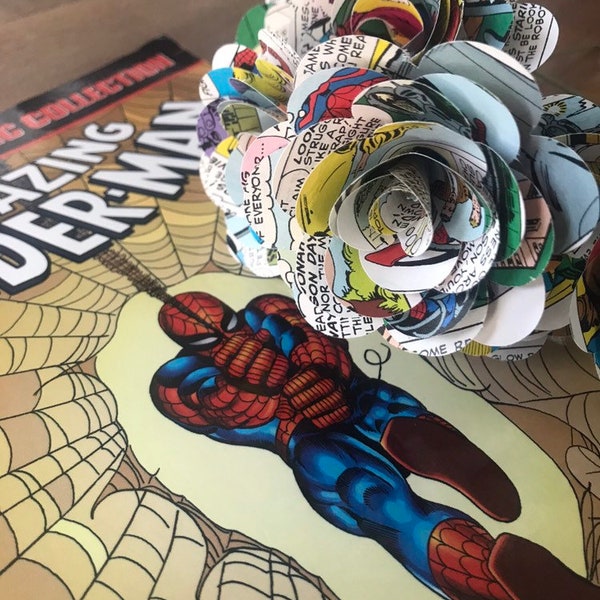Spiderman Comic Book Paper Roses, Spiderman Flowers