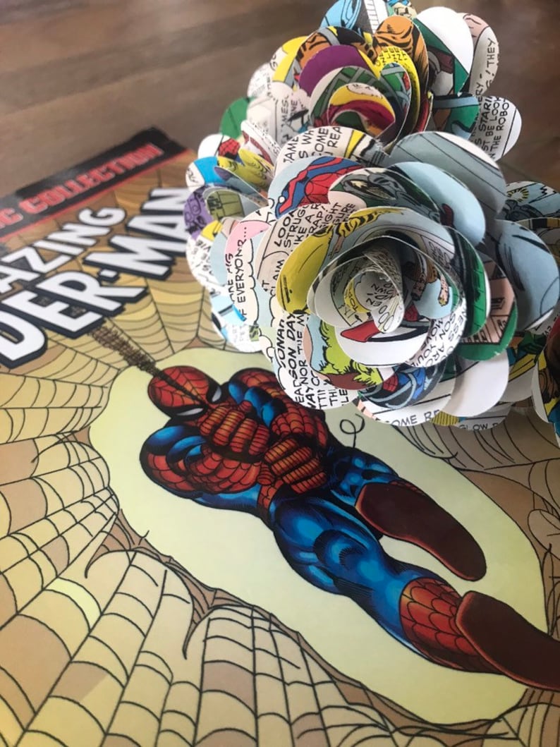 Spiderman Comic Book Paper Roses Spiderman Flowers Etsy
