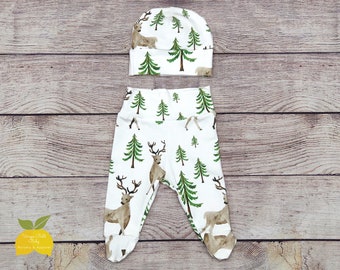 Baby DeerBuck Harem Pant and Hat Headband Set