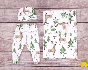 Baby DeerBuck Harem Pant and Hat Headband Set