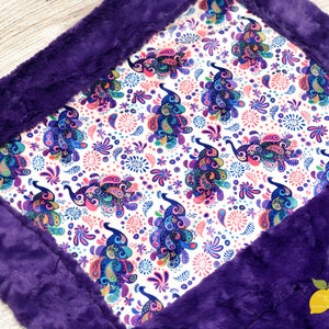 Paisley Peacock | Minky Baby Blanket | Purple Crib Bedding | Peacock Nursery Decor | Purple Girl Decor | Baby Shower Gift |