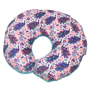 Paisley Peacock | Teal or Purple | Minky Nursing Pillow Cover | Girl Nursery | Peacock Nursery | Breastfeeding Pillow Cover