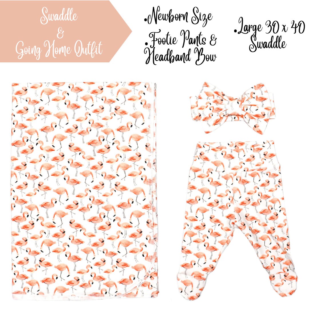 Flamingo Swaddle Newborn Outfit Set Girl Swaddle Set Etsy Italia