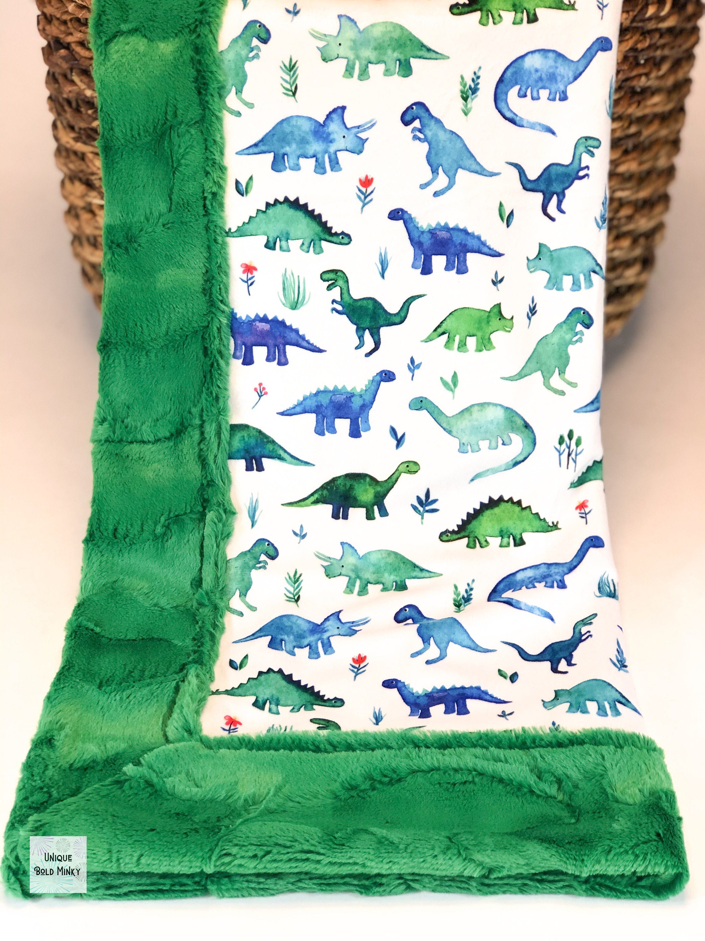 Green Teal Cobalt Minky Baby Blanket Introducing Trav Pieced Baby Blanket Dinos Lime Blue Baby Blanket Sky Dinosaur Baby Blanket