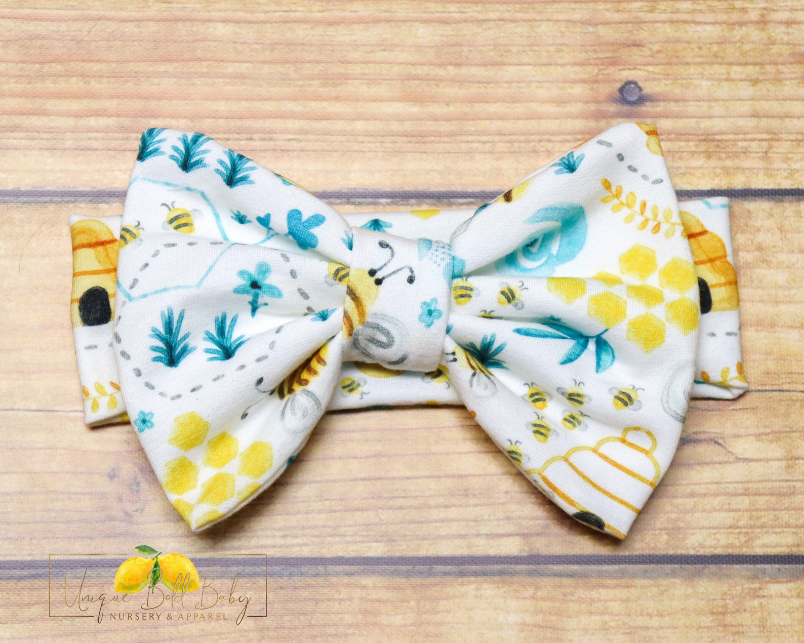 Honey Bee Yellow Teal Gender Neutral Swaddle Set Swaddle Etsy