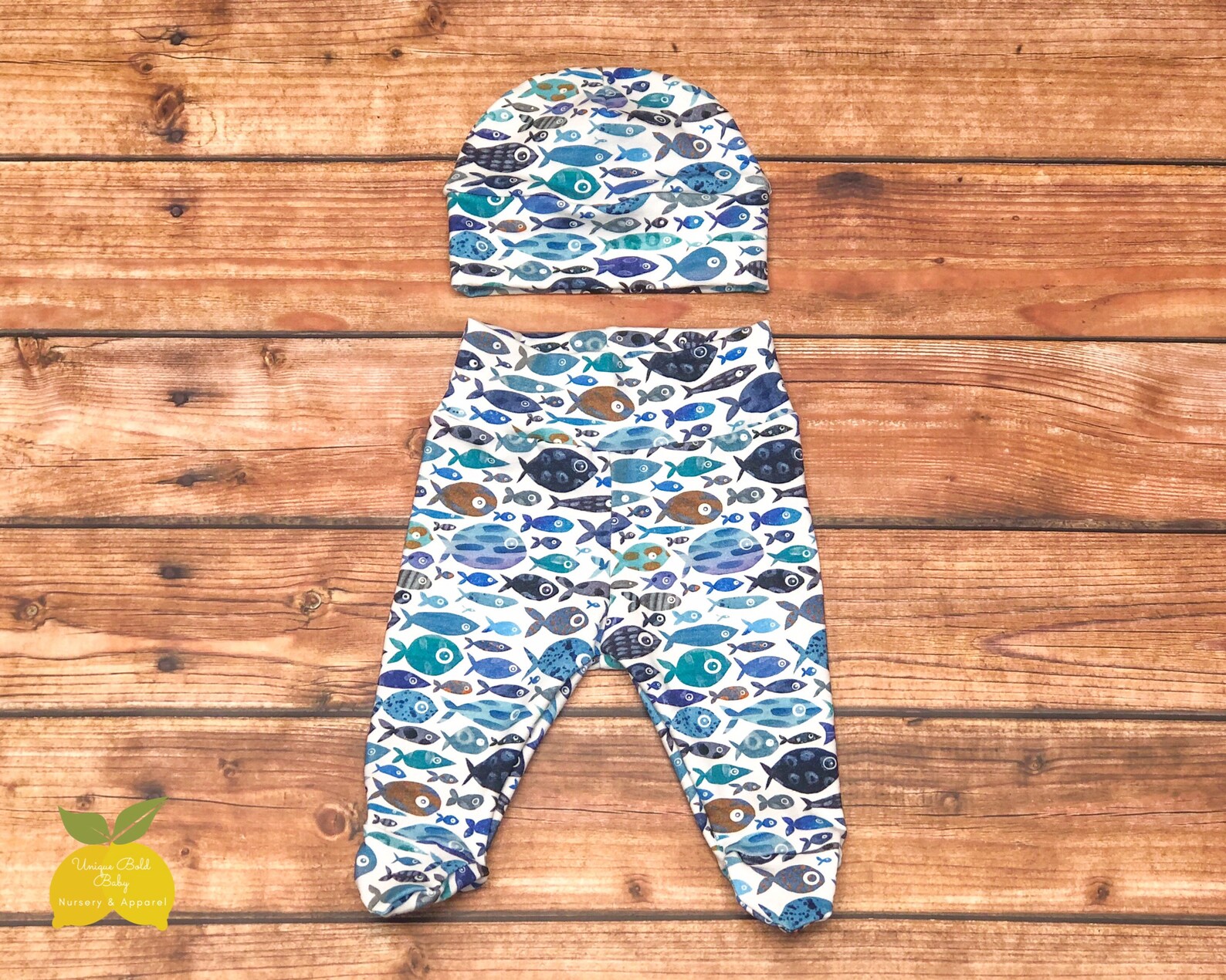Blue Fish Boy Swaddle Set Swaddle Newborn Outfit Set Etsy