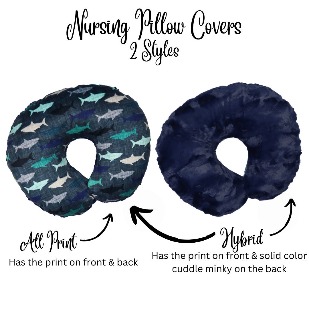 Sharks Nursing Pillow Cover Navy Blue Breastfeeding Support Pillow