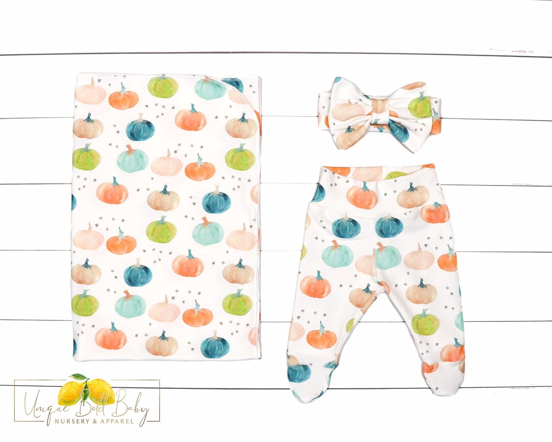 Pastel Pumpkins Swaddle Outfit Set Gender Neutral Etsy