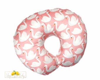 Swan Lake | Nursing Pillow Cover | White Swans | Baby Pink | Minky | Nursery Décor | Girl | Baby Shower Gift | Breastfeeding