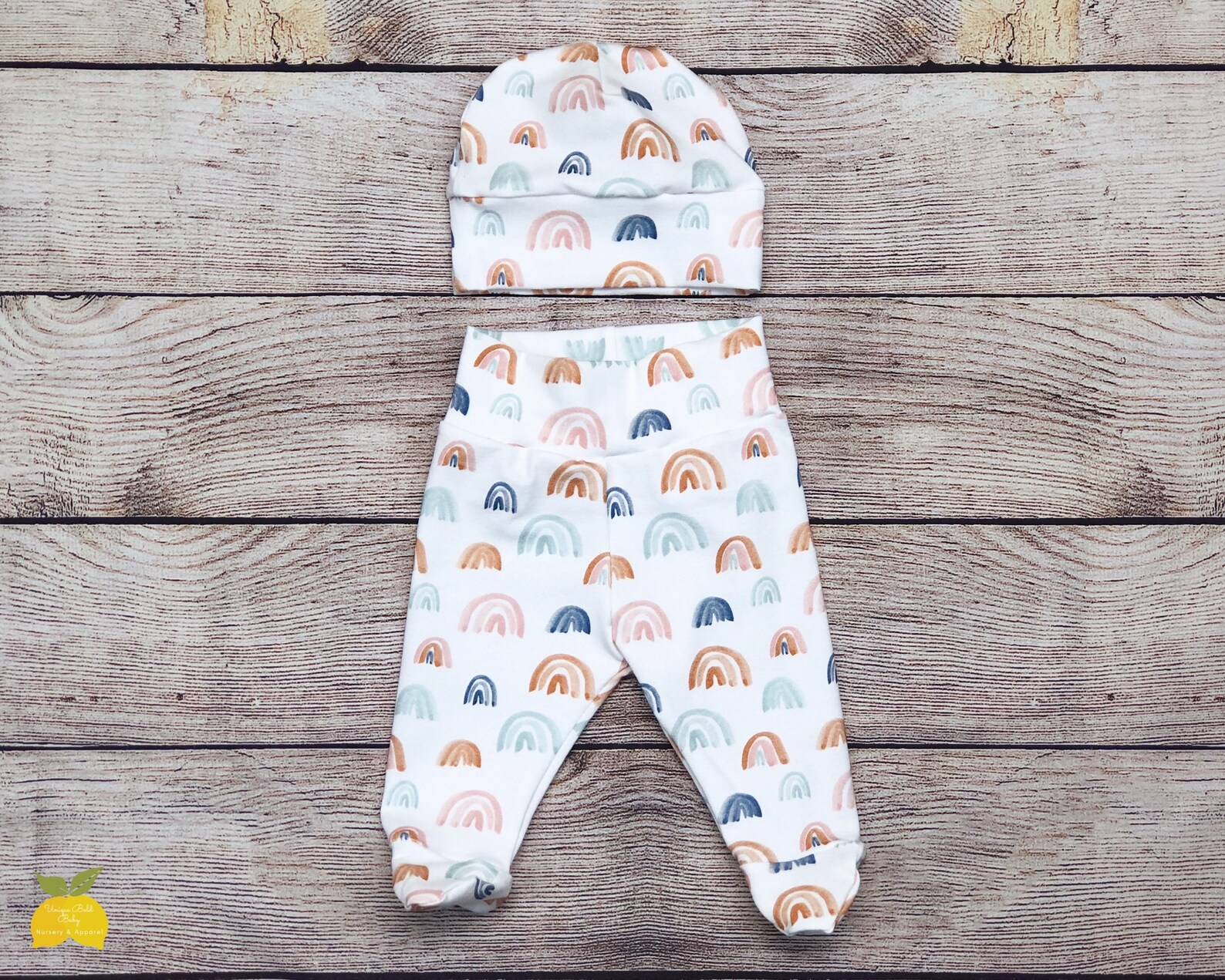 Neutral Rainbows Swaddle Newborn Outfit Set Going Home Etsy