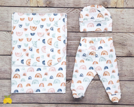 Neutral Rainbows Swaddle Newborn Outfit Set Going Home | Etsy