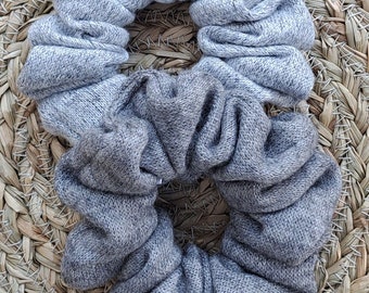 Soft gray wool scrunchie scrunchie