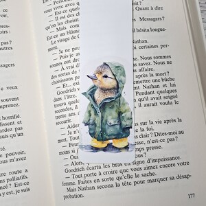 Bookmark rabbit bookmark gift educator teacher book accessory Canard vert raincoat