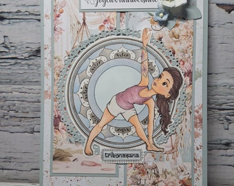 Yoga Trikonasana Woman Birthday Card