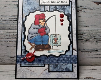 Ice fishing birthday card