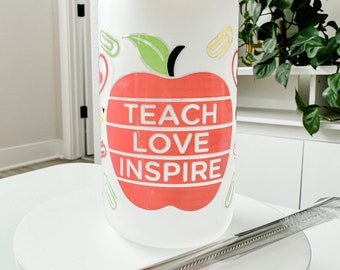 Teacher appreciation cup - frosted or clear  Libby style glass cup - teacher appreciation gift