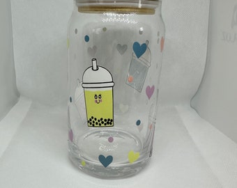 Cute boba cup - clear  Libby style glass cup -