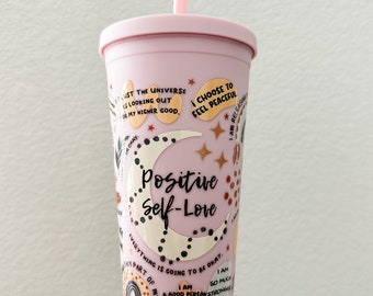 Pink self Love Tumbler A Matte Pink - Positive Affirmation Cup