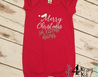 CLEARANCE sale! Merry Christmas Ya Filthy Animal Romper Style Bodysuit - Cute Christmas shirts for boys girls infants and babies