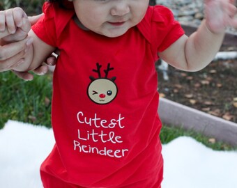 Clearance ! Last chance. ! Cutest Little Reindeer Romper Style Bodysuit Cute Christmas shirts for boys girls infants and babies