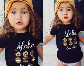 Aloha Beaches Baby Bodysuit - Super Cute Urban, baby gift, baby girl, little girls tee available