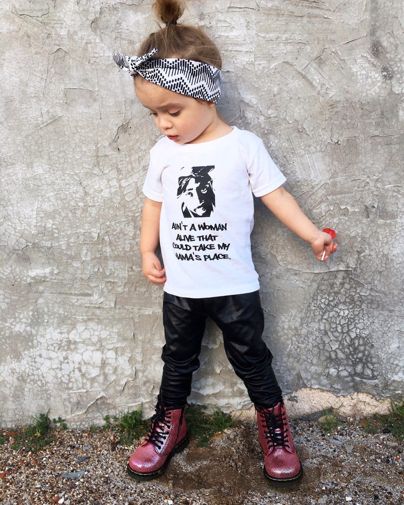 Ain't a woman alive who could take my mama's place shirt Urban Tupac rap lyrics cool kids tee for babies, kids, little boys, little girls image 4