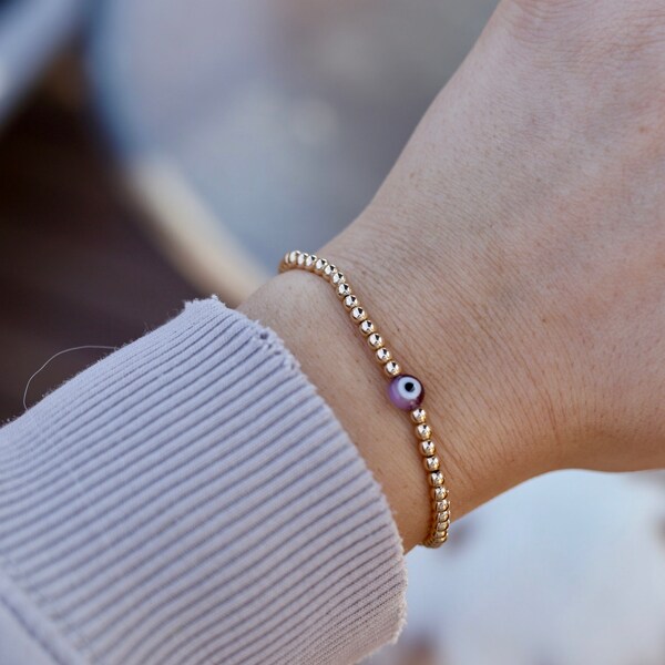 14K Gold Filled Evil Eye Bracelet