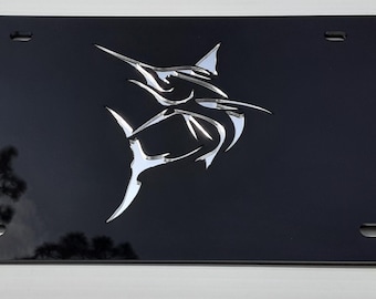 Billfish Marlin Trophy Fishing Mirrored acrylic License Plate
