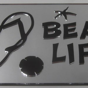 Beach Life Flip Flop Shell starfish mirrored acrylic laser cut license plate