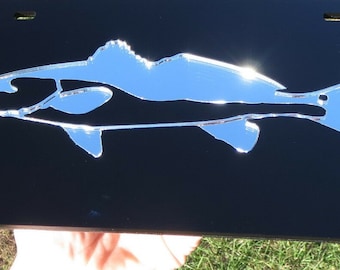 Redfish fishing Sport Salt spirit totem mirrored acrylic laser cut license plate