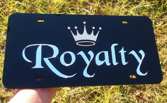 Custom Crown Royalty Queen laser cut acrylic mirror license plate chrome