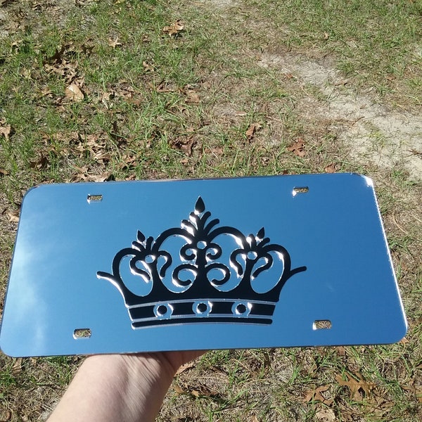 Crown Royal King princess queen mirror laser cut acrylic license plate