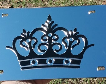 Crown Royal King princess queen mirror laser cut acrylic license plate