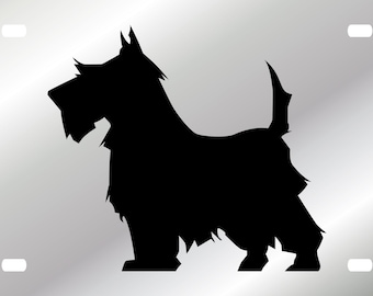 Scottish Scotland Terrier Dog Breed Spirit Lasercut Mirrored acrylic License Plate