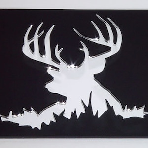 Buck Antler Deer Wildlife Hunting mirror acrylic laser cut license plate