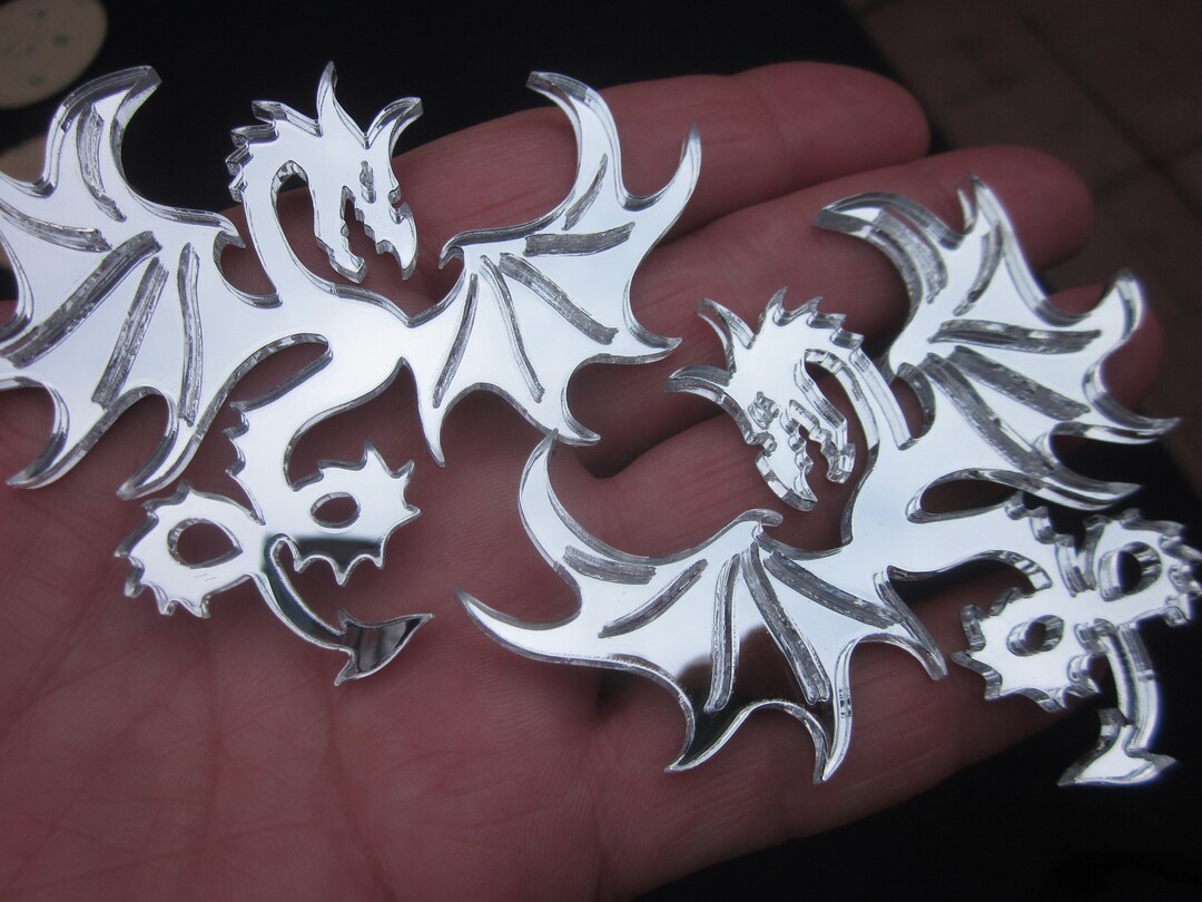 Dragons Flying Set of Opposites Mirrored Acrylic Sticker 3M Adhesive ...