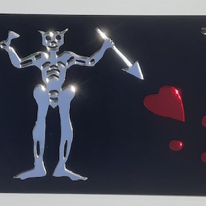 Blackbeard New Pirate Flag Buccaneer skull Jolly Roger and bones mirror acrylic laser cut license plate