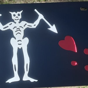 Blackbeard White Pirate Flag Buccaneer Jolly Roger solid color acrylic laser cut license plate