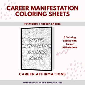 Career Manifestation Affirmation Coloring Sheets - Digital Download Printable