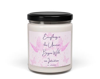 Pink Glitter Scented Soy Candle, 9oz | Everything in the Universe Begins with an Intention | Meditation Time | Relaxation Time |