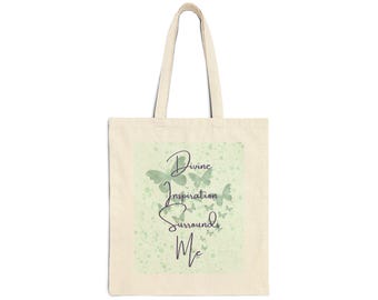Gold Glitter Butterfly Canvas Bag - Divine Inspiration Surrounds Me, Tote Bag, Shoulder Bag, Reusable Shopping Bag, Gift
