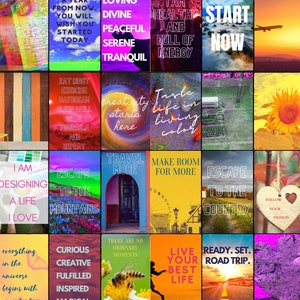 Vision Board Wandcollage, Manifestation, druckbare Vision Board Bilder & Zitate / Affirmationen