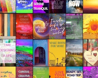 Vision Board Wall Collage, Manifestation, Printable Vision Board Pictures & Quotes / Affirmations