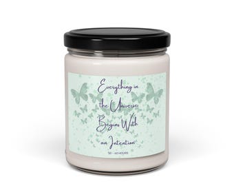 Green Glitter Scented Soy Candle, 9oz | Everything in the Universe Begins with an Intention | Meditation Time | Relaxation Time |