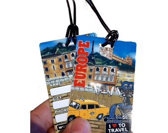 Europe Luggage Tag Set: Destination Wedding Travel Gift