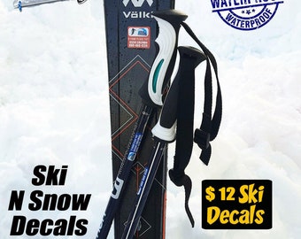 Personalized Ski and Snowboard Stickers, Waterproof Vinyl Decals that last and won't peel off your gear from poles to winter accessories