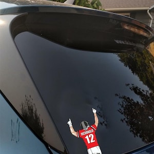 Football Player Decal Personalized Car & Truck Window Graphic for Mom, Dad or Player With Name, Number and Team Colors