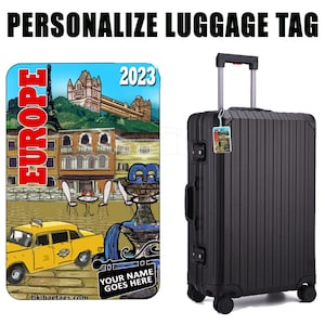 His Personalized Europe Luggage Tag, Ideal Travel Gift Tag for your European Vacation Suitcase or Carry On, ID Label comes with 6&quot; loop