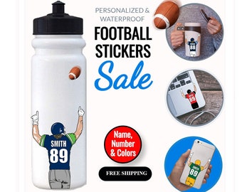 3 Pack Personalized Football Sticker: Waterproof Decals